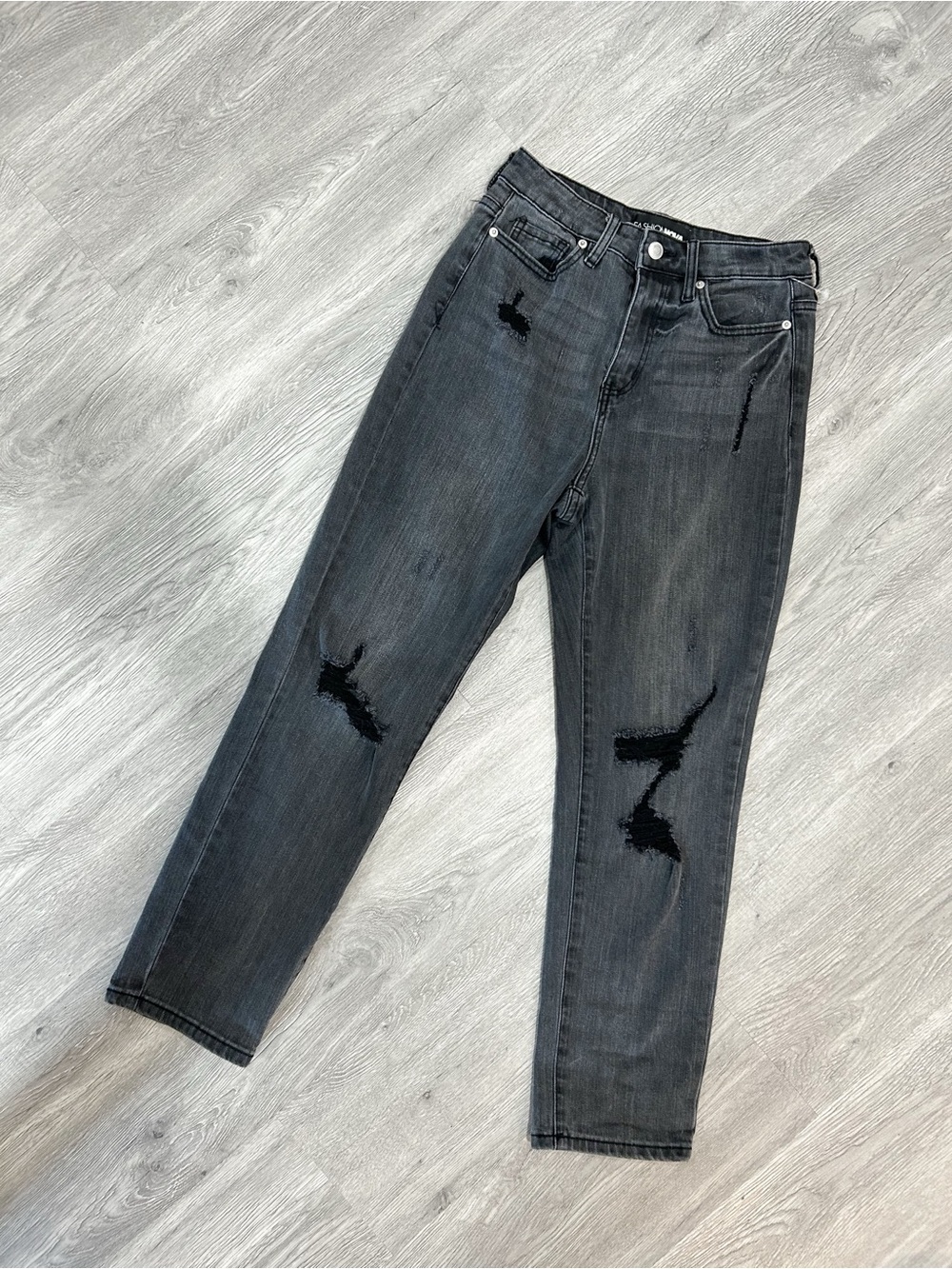 Fashion Nova Distressed Boyfriend Jeans - Charcoal